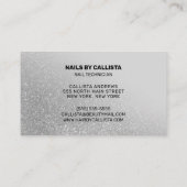 Nageltechnicus grijs zilveren glitter typografie visitekaartje (Achterkant)