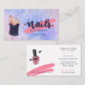 Nageltechnicus Holographic Glitter Pink and Blue Visitekaartje (Voorkant / Achterkant)