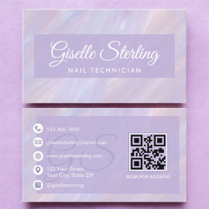 Nageltechnicus Iridescent Pastel Opal Holographic Visitekaartje