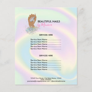 Nageltechnicus Mani Salon Holografisch Meisjesach Flyer