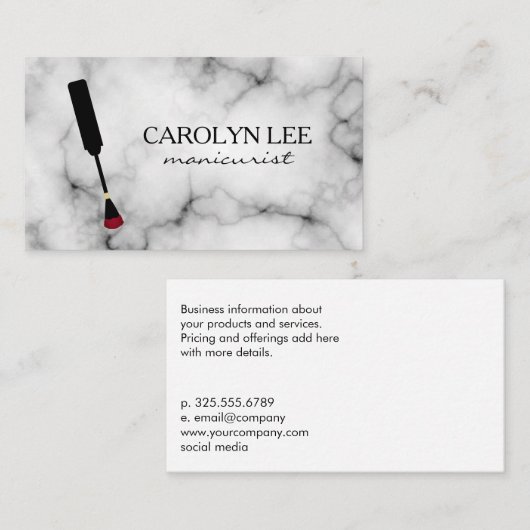 Nageltechnicus Marble Visitekaartje (Voorkant / Achterkant)