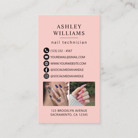 Nageltechnicus Moderne QR-code foto Visitekaartje (Achterkant)