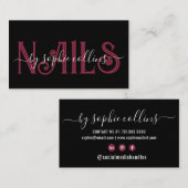 Nageltechnicus Nail Art Terracotta op zwart Visitekaartje (Voorkant / Achterkant)