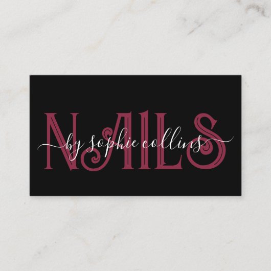 Nageltechnicus Nail Art Terracotta op zwart Visitekaartje (Voorkant)