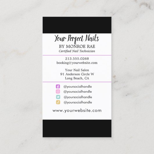 Nageltechnicus Nail Salon Holographic Visitekaartje (Achterkant)