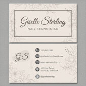 Nageltechnicus neutraal ivoor bloem elegant visitekaartje