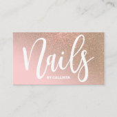 Nageltechnicus Pink Gold Glitter Typografie Visitekaartje (Voorkant)