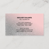 Nageltechnicus Pink Silver Glitter Typografie Visitekaartje (Achterkant)