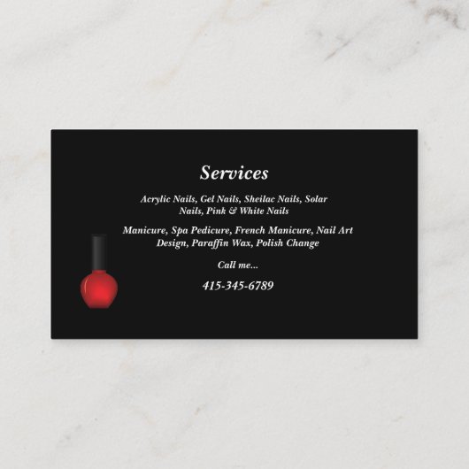 Nageltechnicus Poolse nagels Visitekaartje (Achterkant)