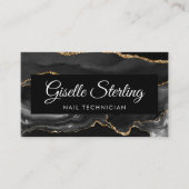 Nageltechnicus QR Code Black Gold Agaat Luxe Visitekaartje (Voorkant)