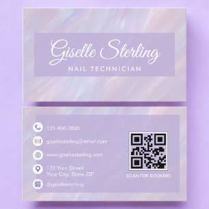 Nageltechnicus QR-code iriserende opaal Visitekaartje