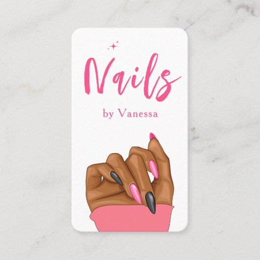 Nageltechnicus QR Code Nails Art Salon Blush Roze Visitekaartje (Voorkant)