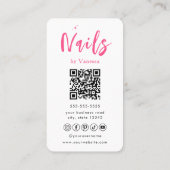 Nageltechnicus QR Code Nails Art Salon Blush Roze Visitekaartje (Achterkant)