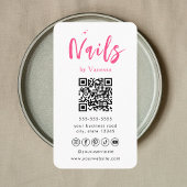Nageltechnicus QR Code Nails Art Salon Blush Roze Visitekaartje