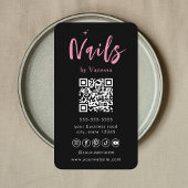 Nageltechnicus QR Code Nails Art Salon Zwart Roze Visitekaartje