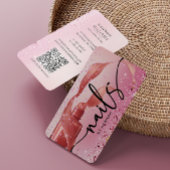 Nageltechnicus Roos Gold & Pink QR-code Visitekaartje