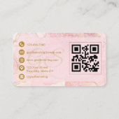 Nageltechnicus Roze Goud Agaat QR-code Visitekaartje (Achterkant)