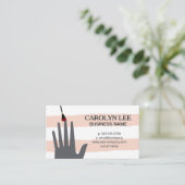 Nageltechnicus |  roze witte strepen visitekaartje (Staand voorkant)