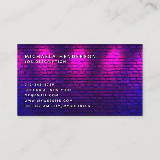 Nageltechnicus/Salon Modern Roze Neon & Bricks Visitekaartje (Achterkant)
