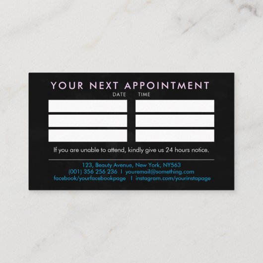 Nageltechnicus - Tekst Logo art met Afspraak Visitekaartje (Achterkant)