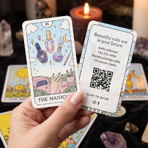 Nageltechnicus Vintage Roze Tarot Visitekaartje