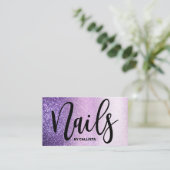 Nageltechnicus Violet Lila Paarse drievoudige glit Visitekaartje (Staand voorkant)