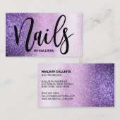 Nageltechnicus Violet Lila Paarse drievoudige glit Visitekaartje (Voorkant / Achterkant)