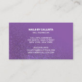 Nageltechnicus Violet Paarse Glitter Typografie Visitekaartje (Achterkant)