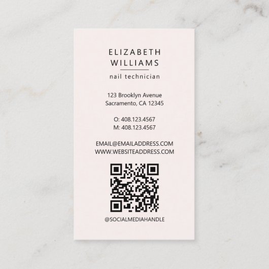 Nageltechnicus Waterverf QR-code Visitekaartje (Achterkant)