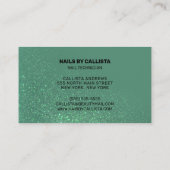 Nageltechnicus Zeemeermin Blauwgroen Glitter Typog Visitekaartje (Achterkant)