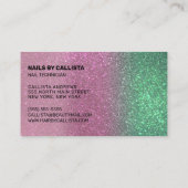 Nageltechnicus zeemeermin groen roze drievoudige g visitekaartje (Achterkant)