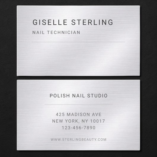 Nageltechnicus Zilver Metaalachtig Professioneel Visitekaartje