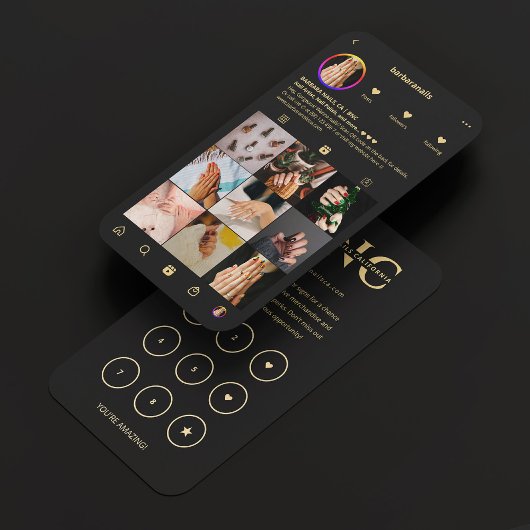 Nageltechnicus Zwart Instagram Loyalty Kaart Visitekaartje