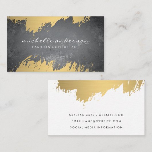 Nagemaakte goud geborstelde leisteen textuur visitekaartje (Voorkant / Achterkant)