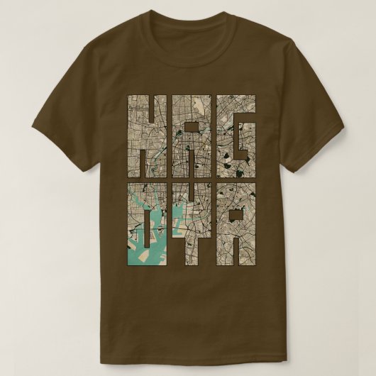 Nagoya Japan Stadsplattegrond Typografie  T-shirt (Design voorkant)