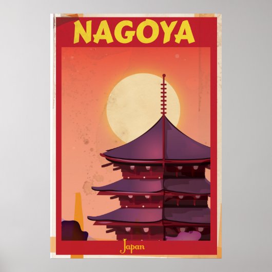 Nagoya, Japan Vintage Travel Poster (Voorkant)