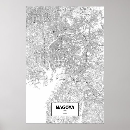 Nagoya, Japan (zwart op wit) Poster (Voorkant)