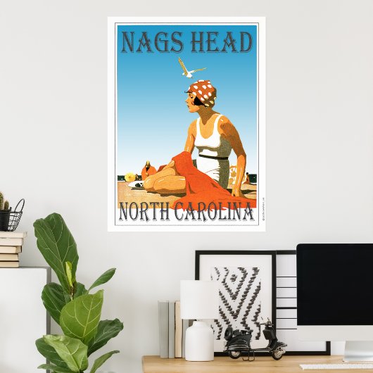  Nags Head North Carolina Beach Poster (Thuiskantoor)