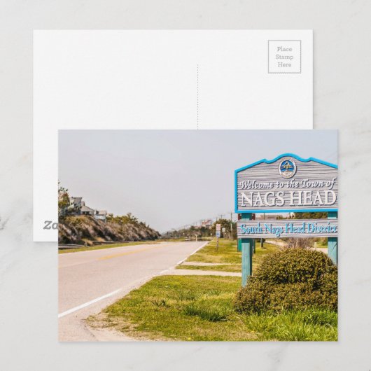 Nags Head North Carolina Stadsbord Briefkaart (Voorkant / Achterkant)