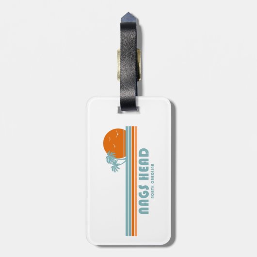Nags Head North Carolina Sun Palm Trees Bagagelabel (Achterkant verticaal)