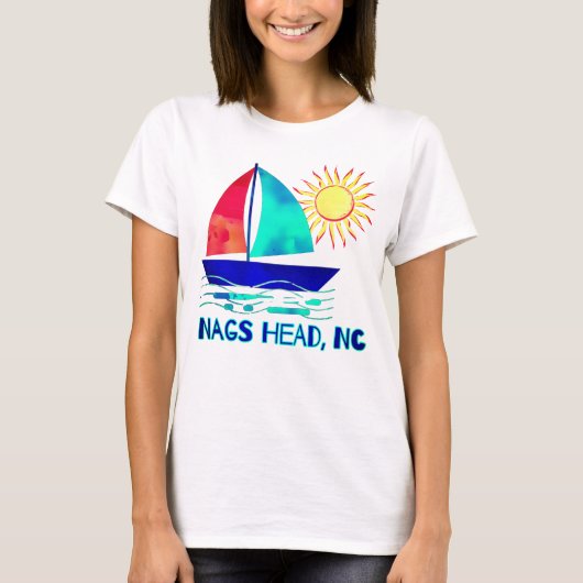Nags Hoofd  Waterverf Zeilboot T-shirt (Voorkant)