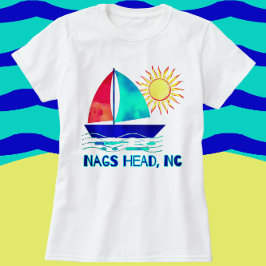 Nags Hoofd Waterverf Zeilboot T-shirt