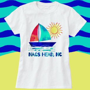Nags Hoofd  Waterverf Zeilboot T-shirt
