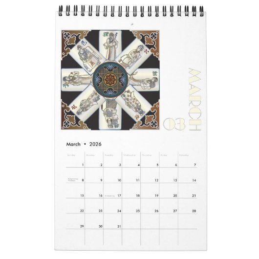 Nah Jongg Tegels Kalender (Mar 2026)