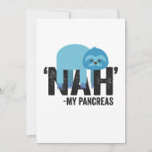 Nah my Pancreas Funny Diabetes Blue Ribbon Sloth Bedankkaart (Voorkant)
