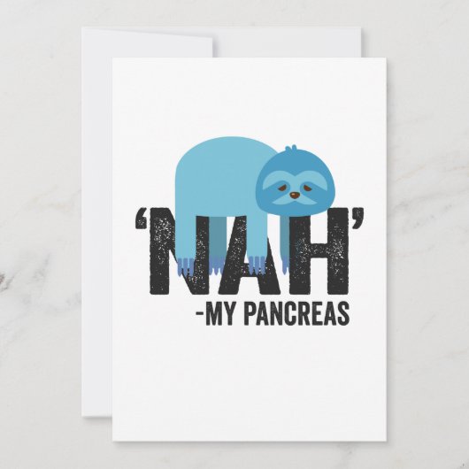Nah my Pancreas Funny Diabetes Blue Ribbon Sloth Bedankkaart (Voorkant)