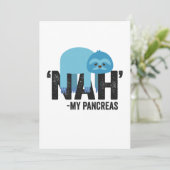 Nah my Pancreas Funny Diabetes Blue Ribbon Sloth Bedankkaart (Staand voorkant)