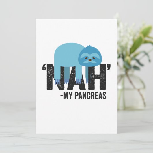 Nah my Pancreas Funny Diabetes Blue Ribbon Sloth Bedankkaart (Staand voorkant)