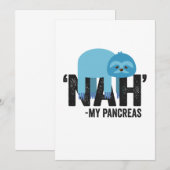 Nah my Pancreas Funny Diabetes Blue Ribbon Sloth Bedankkaart (Voorkant / Achterkant)