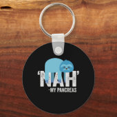 Nah my Pancreas Funny Diabetes Blue Ribbon Sloth Sleutelhanger (Voorkant)